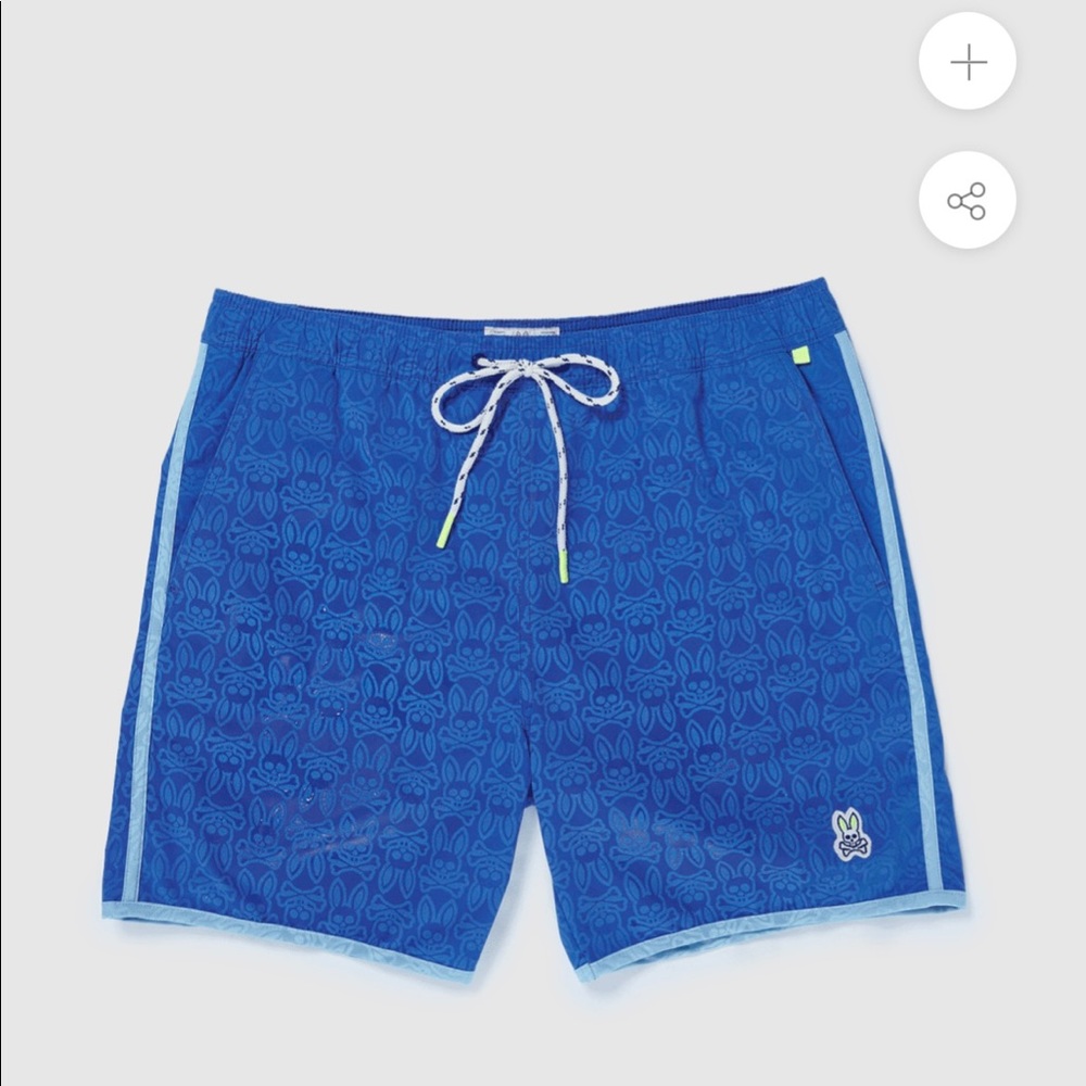 PSYCHO BUNNY MENS SWIM TRUNKS ELECTRIC BLUE S